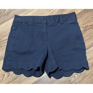 J.McLaughlin Navy Blue Scalloped Hem Cotton Blend Womens Shorts Size 0